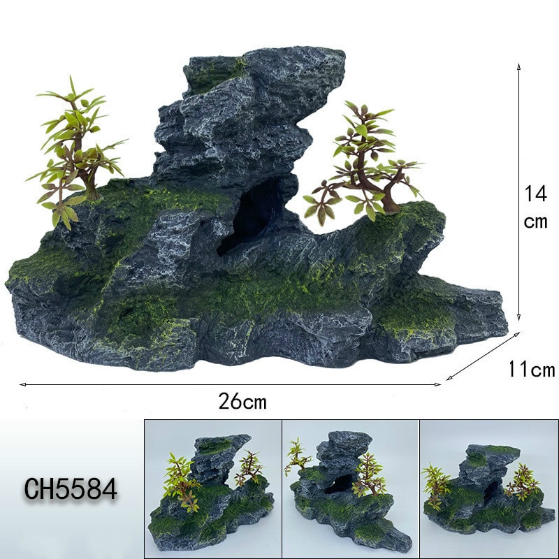 Rocas decorativas artificiales para acuario, paisajismo del tanque de peces, accesorios para acuascape, cueva de reptiles, camarones, ornamento de cueva escondite de piedra