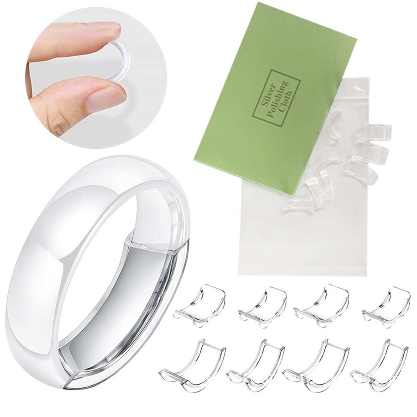 8Pcs/Set Silicone Invisible Ring Size Adjuster For Loose Ring Size Reducer Spacer Ring Guard Tightener Resizing Tools #YY