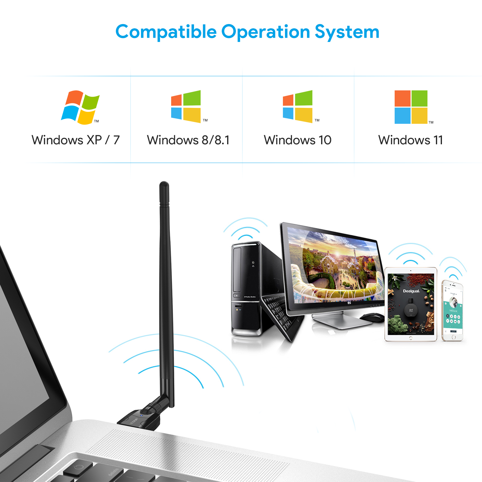 EDUP 150M USB Bluetooth Adapter Bluetooth 5.1 Wireless Bluetooth Audio Receiver Transmitter 5dBi Antenna USB Dongle For Computer