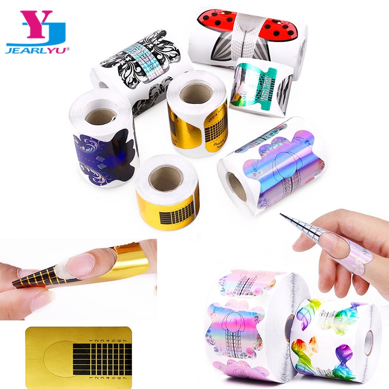 100pcs Butterfly Nail Forms Extension Tips French Acrylic Upper Forms For Nails Tips Building Extension Stencil Manicure Tools