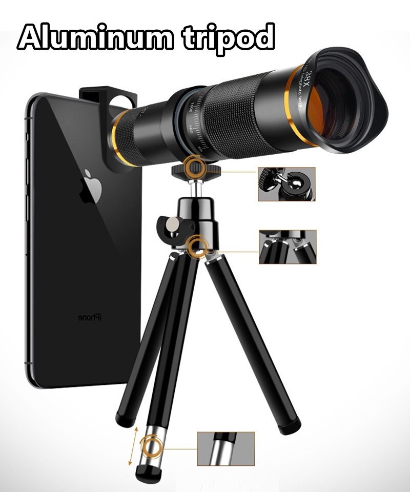 Universale 4K HD 38x Ingrandisci mobile Telefono telescopio lente Teleobiettivo Esterno Smartphone dell'obiettivo di Macchina Fotografica per Il IPhone Sumsung huawei Xiaomi