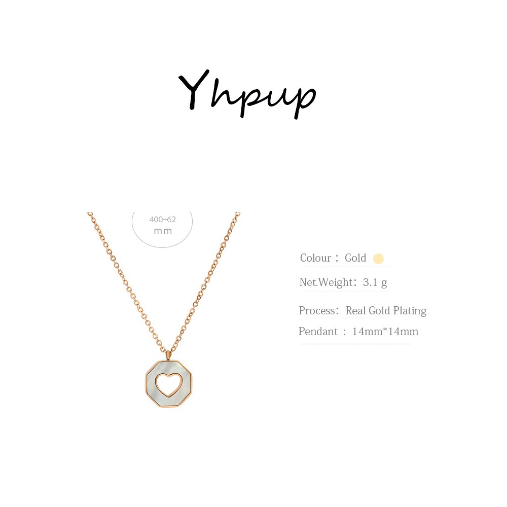 Yhpup-collier en acier inoxydable, 316l, or Rose, pendentif cœur creux, collier classique, breloque, pour femme