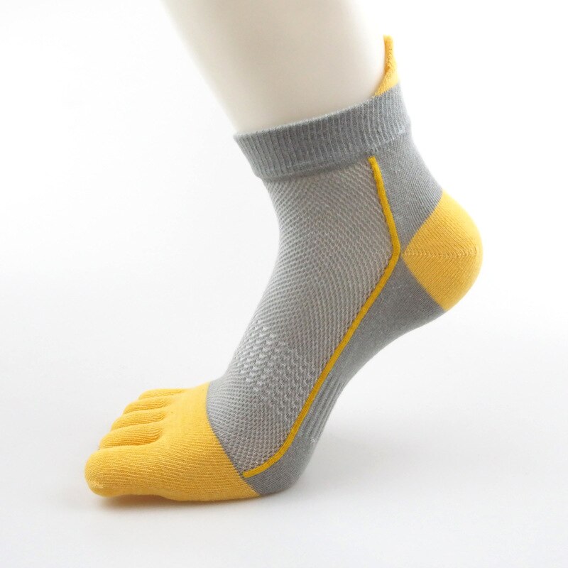 Veridical Katoen Vijf Vinger Sport Sokken Compressie Ademend Kleurrijke Gestreepte Fashions Harajuku Sokken Met Tenen EU39-45: yellow