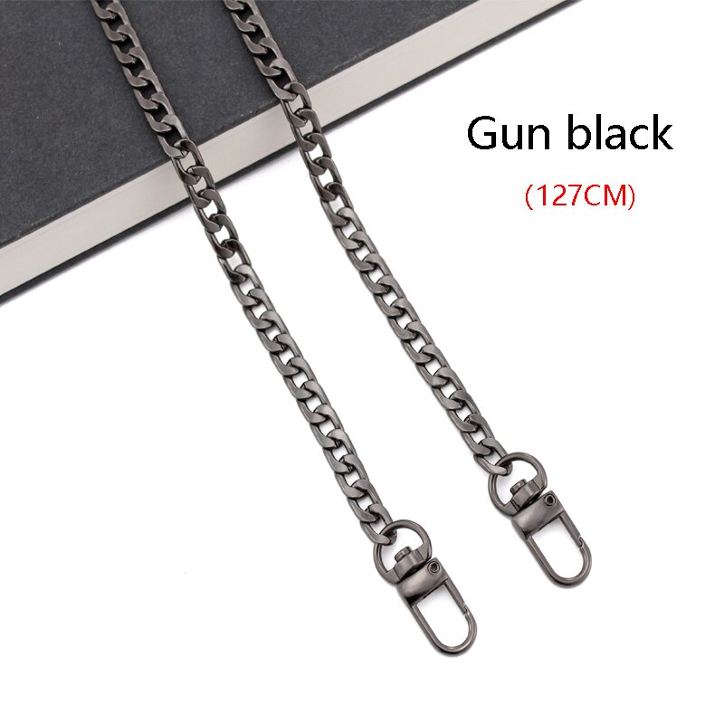 Bamader Platte Ijzeren Ketting Metalen Tas Riem Schouderriem Keten Tas Accessoires Met Messenger Handtas Diy Handvat: Gun black 127CM