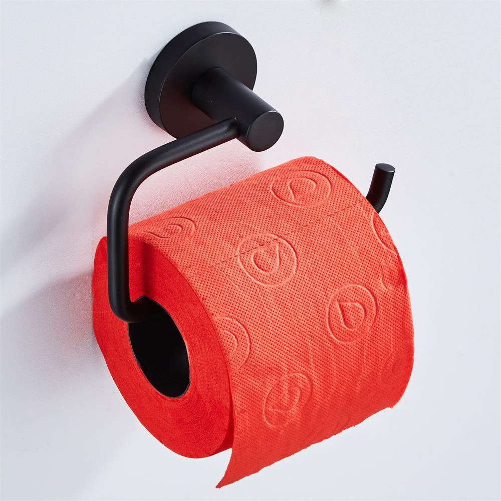 Juego de accesorios de baño ELLEN, soporte de papel higiénico negro, soporte para toalla, gancho para bata, anillo de TiweL, accesorios de baño ELF2300