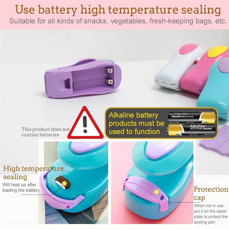 5 Color Mini Portable Food Clip Heat Sealing Machine Handheld Sealer Home Snack Bag Resealer Kitchen Accessories Food Saver Tool