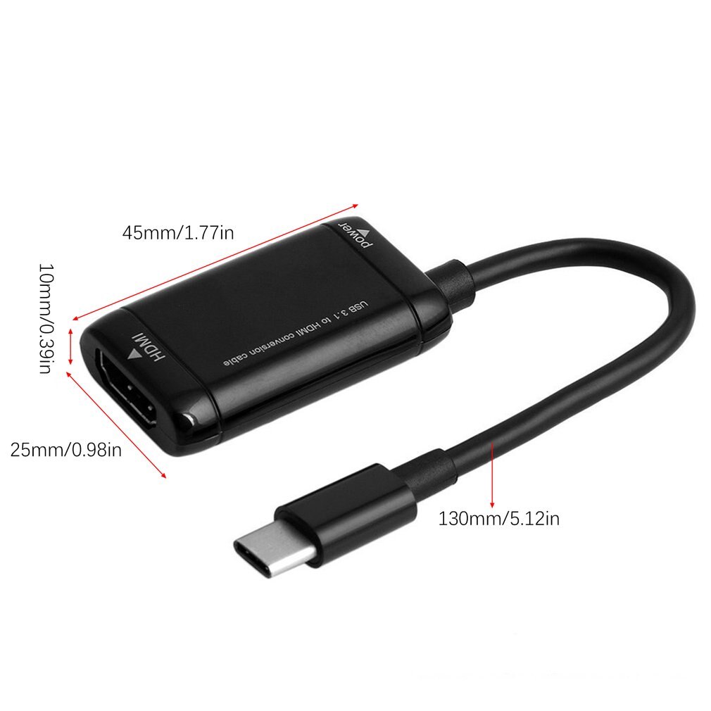Cable adaptador USB 3,1 de USB-C tipo C a HDMl para M H L, Cable de extensión de Video negro para tableta de teléfono Android