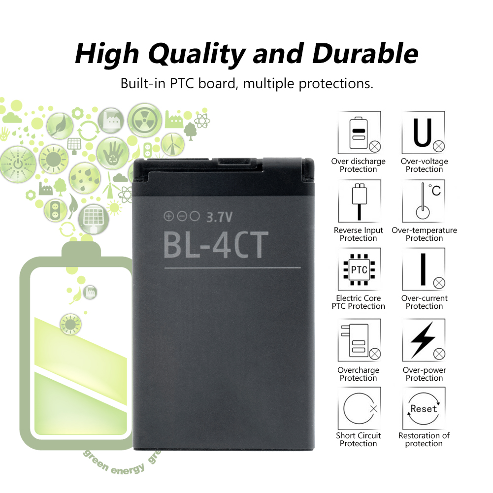 Vervanging Lithium Batterij BL4CT BL-4CT BL 4CT Telefoon Oplaadbare Batterij Voor Nokia 5630 7212C 7210C 7310C 7230 X3-00 2720F