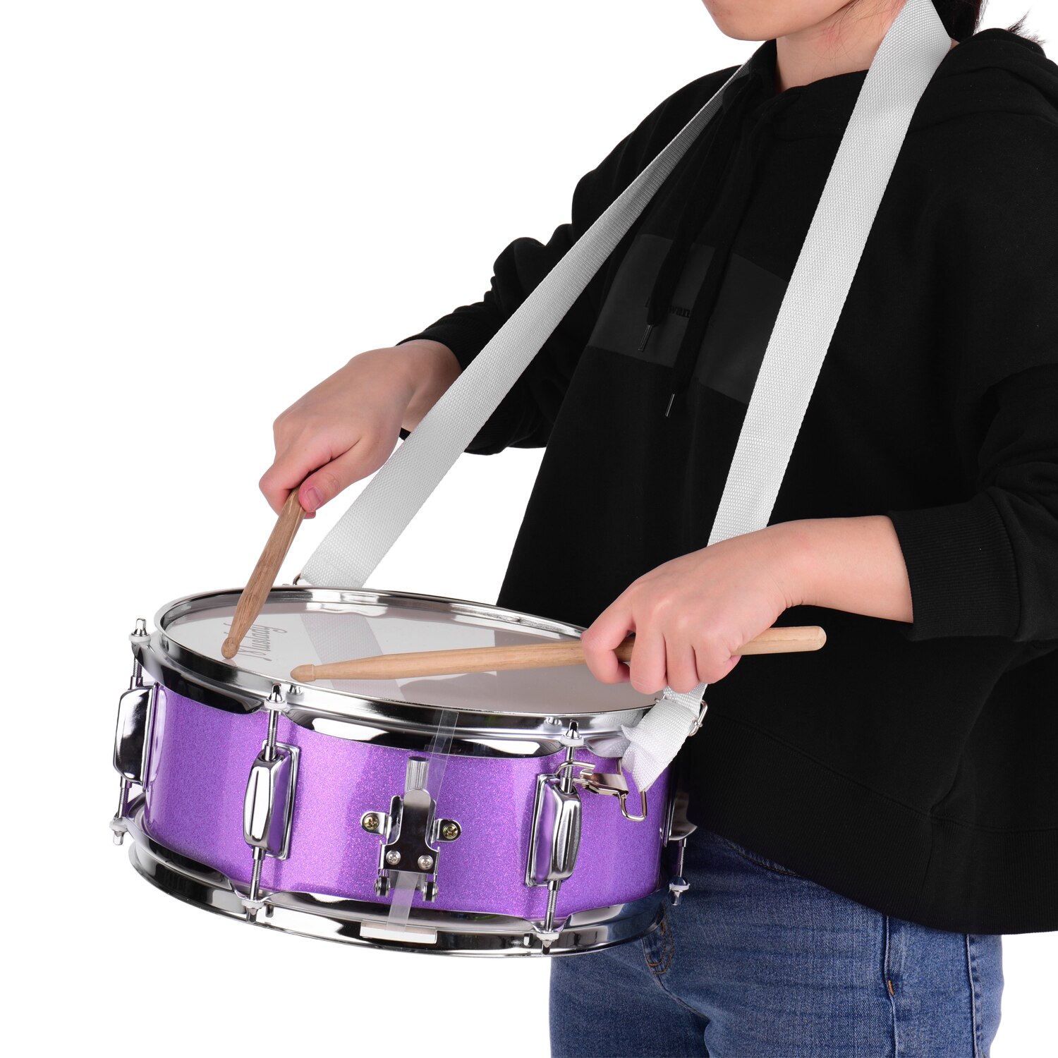 Muslady 12inch Snare Drum Head with Drumsticks Shoulder Strap Drum Key for Student Band percussion instrument