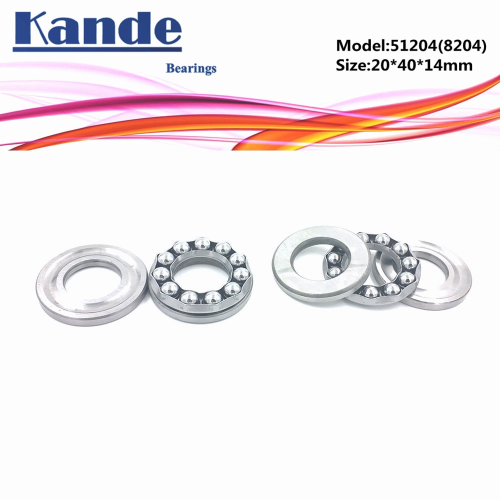 Kande 51204 8204 20x40x14 bearing 2pcs Flat Thrust Ball Bearing Axial thrust bearing 51204