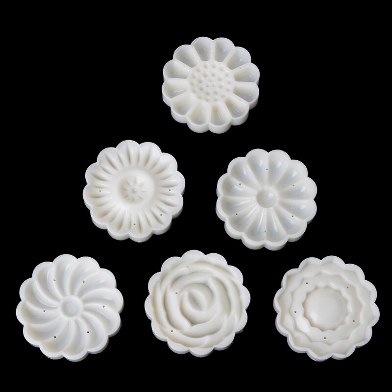 Moon Cake Mould Mold with 6Pcs Stamps Round Flower Pastry Mooncake Hand DIY Tool Mar28
