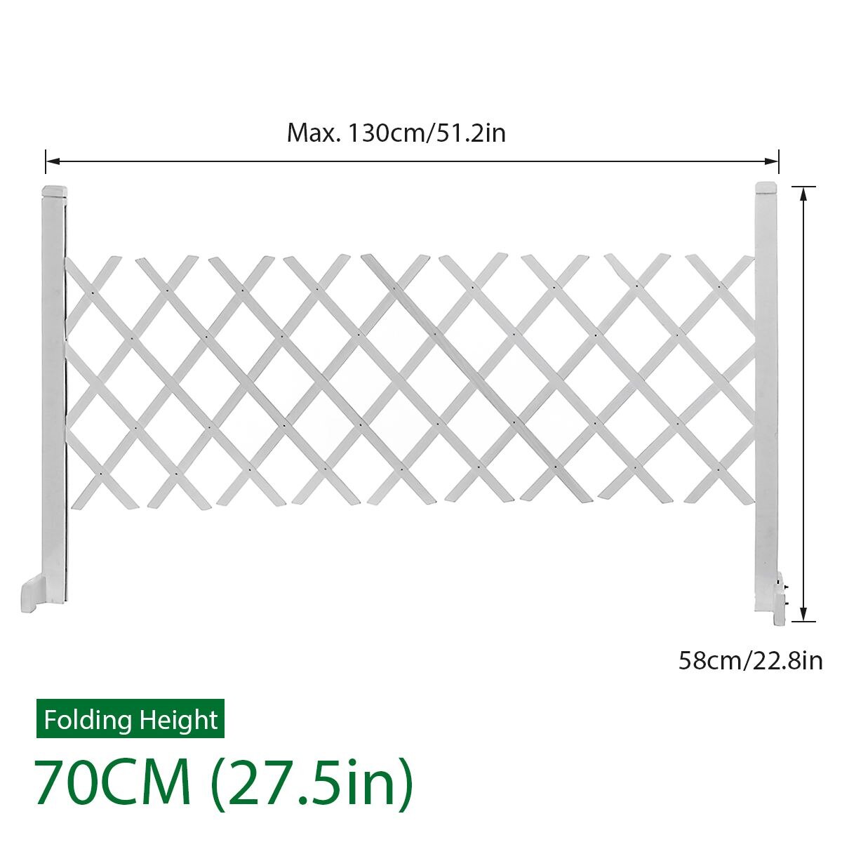 Garden Fence Gecoration Wood Expanding Fence Gate Panel for Cafe Home Yard Garden Plant Climb Trellis partition Decorative: White high 70cm