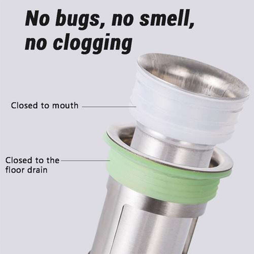 304 Stainless Steel Floor Drain with Hydraulic Shutter Core Deodorant Anti-water Anti-blocking Deep Water Seal