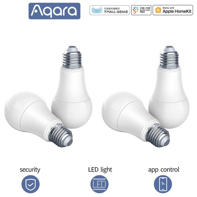Aqara-bombilla inteligente Zigbee para el hogar, lámpara con control de brillo, aplicación remota Mihome, Color blanco, 9W