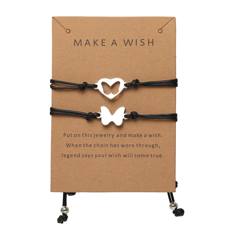 2Pcs Heart Magnet Bracelet for Lovers Stainless Steel Angel Wing Lock Couple Bracelet Heart Charm Friendship Jewelry: H