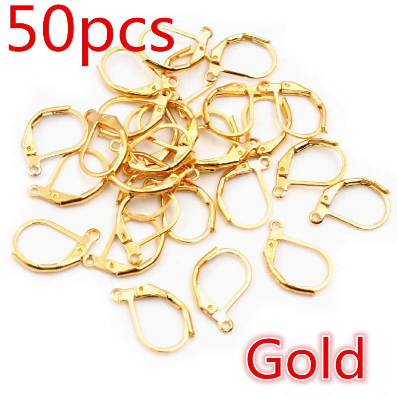 30-50 uds/lote de oro plata francés pendiente ganchos de alambre configuración Base aros pendientes para bricolajes artículos de fabricación de joyas al por mayor: Blanco