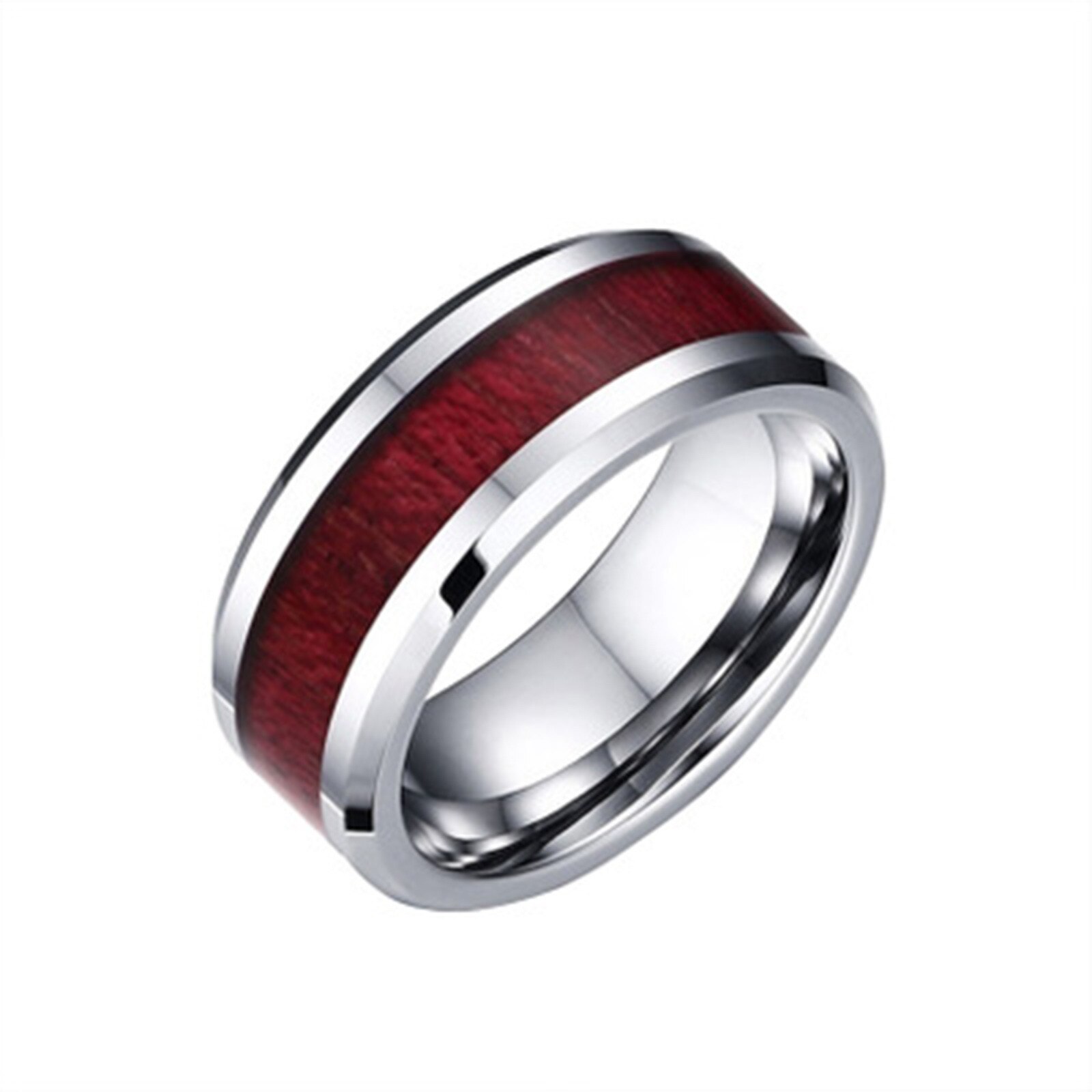 Paar Bruiloft Sieraden Classic Ringen Paar Ring Houtnerf Titanium Staal Hart Drie Layer Ring Ring Set Eenvoudige Creatieve: 9 / men