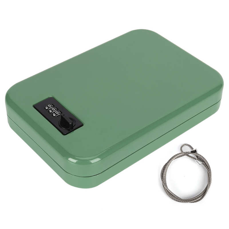 Mot de Passe mécanique Coffre-fort Portable Mini Mallette De Rangement Tôles D'acier À laminage à Froid Anti-vol Organisateur: green