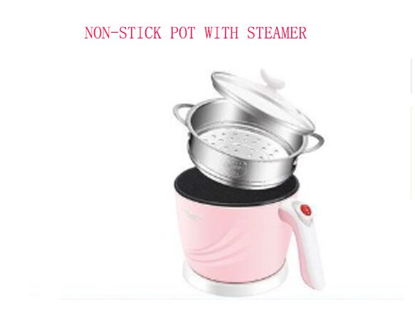 Electric Cooker Boiling Pot Noodle Maker Mini Hotpot Porridge Soup Cooking Machine Stainless Steel Non-Stick Pan 1.2L
