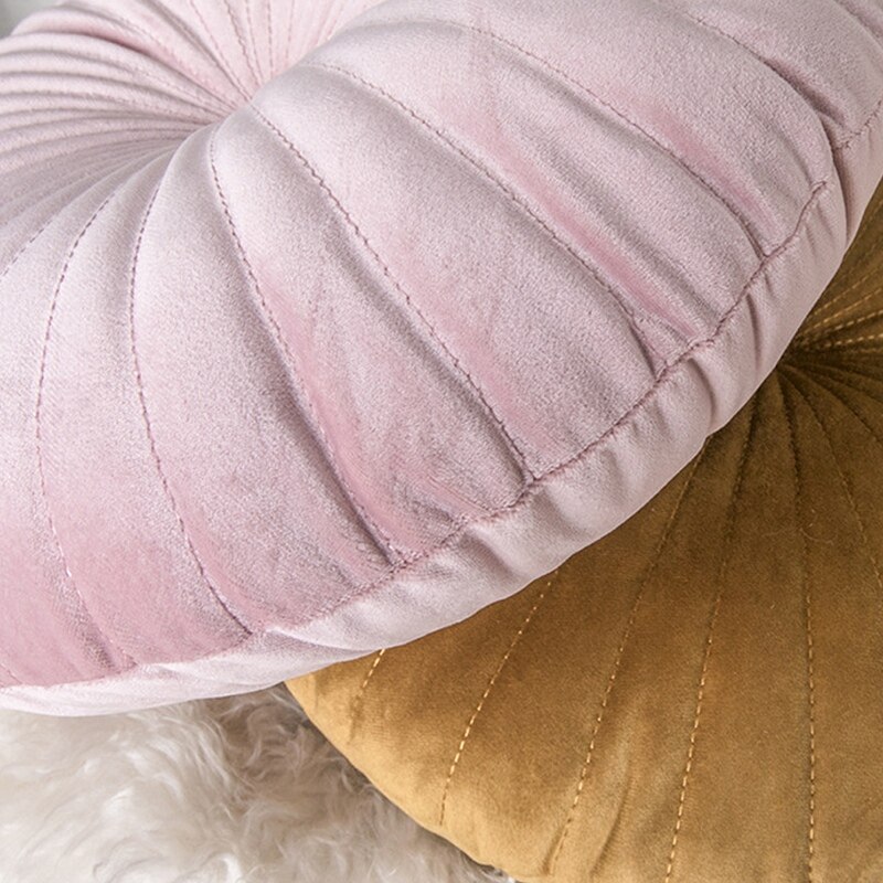 Różowy styl skandynawski kształt dyni poduszka dekoracyjna poduszka siedziskowa kreatywna okrągła aksamitna poszewka na poduszkę