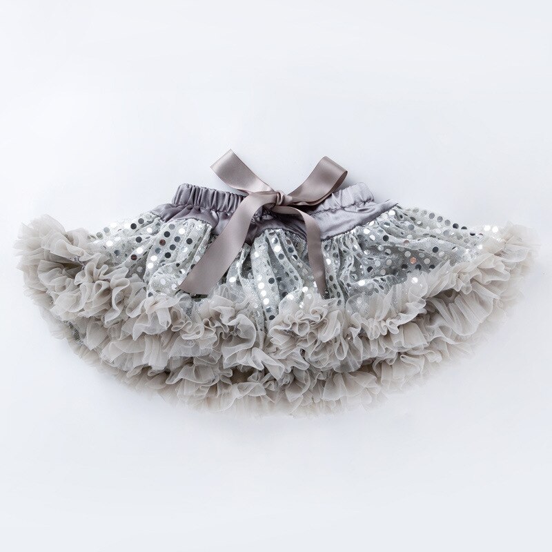 0-2T baby Girls skirt sequin children&#39;s skirt Baby pettiskirt Newborn Skirt: gray