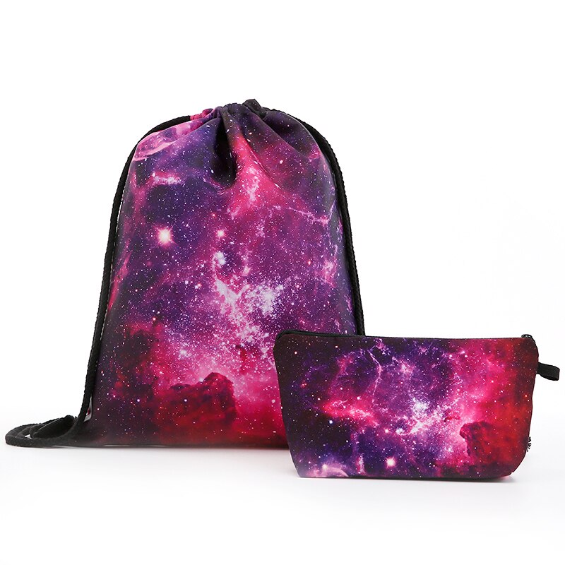 Sterrenhemel rugzak tassen trekkoord cosmetica pak bedrukking reizen heren tassen dames schouder softback reizen unisex: Stijl 10