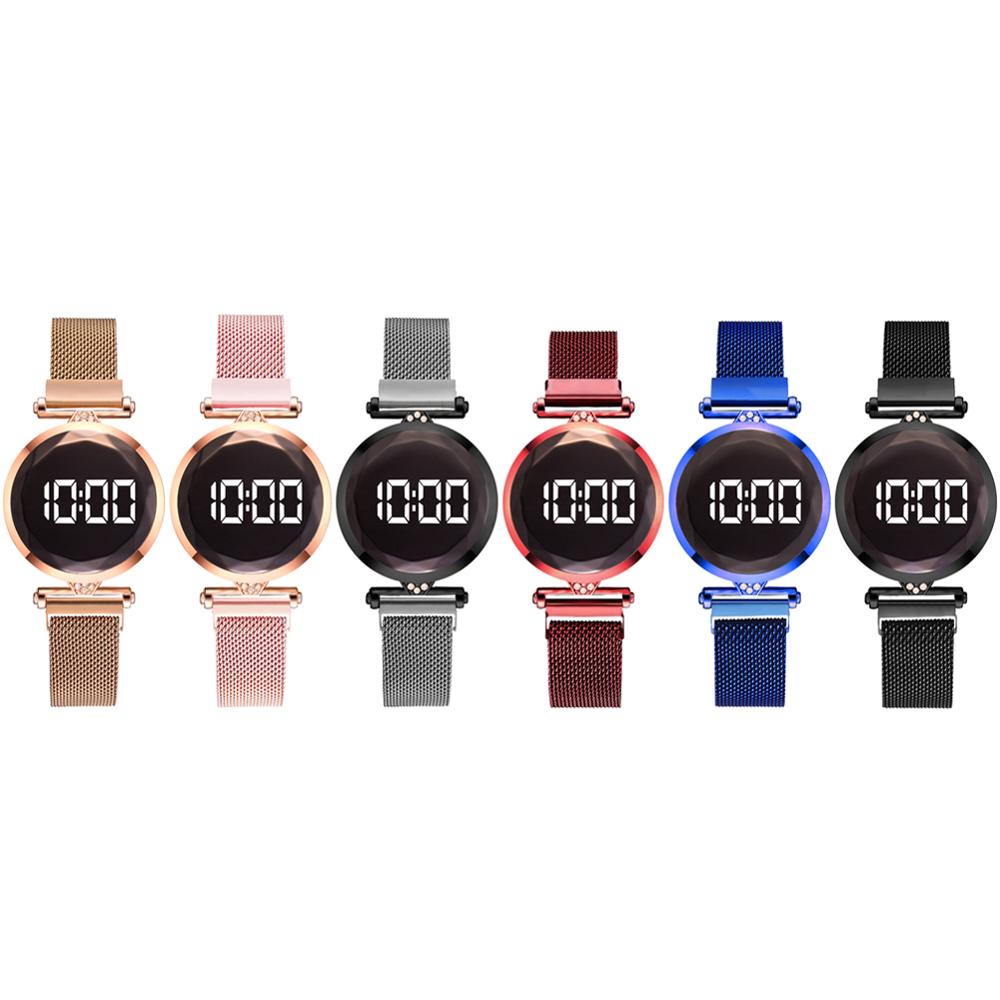 Mesh band led digitaal elektronisch horloge dames quartz polshorloge sieraden band horloge analoog polshorloge