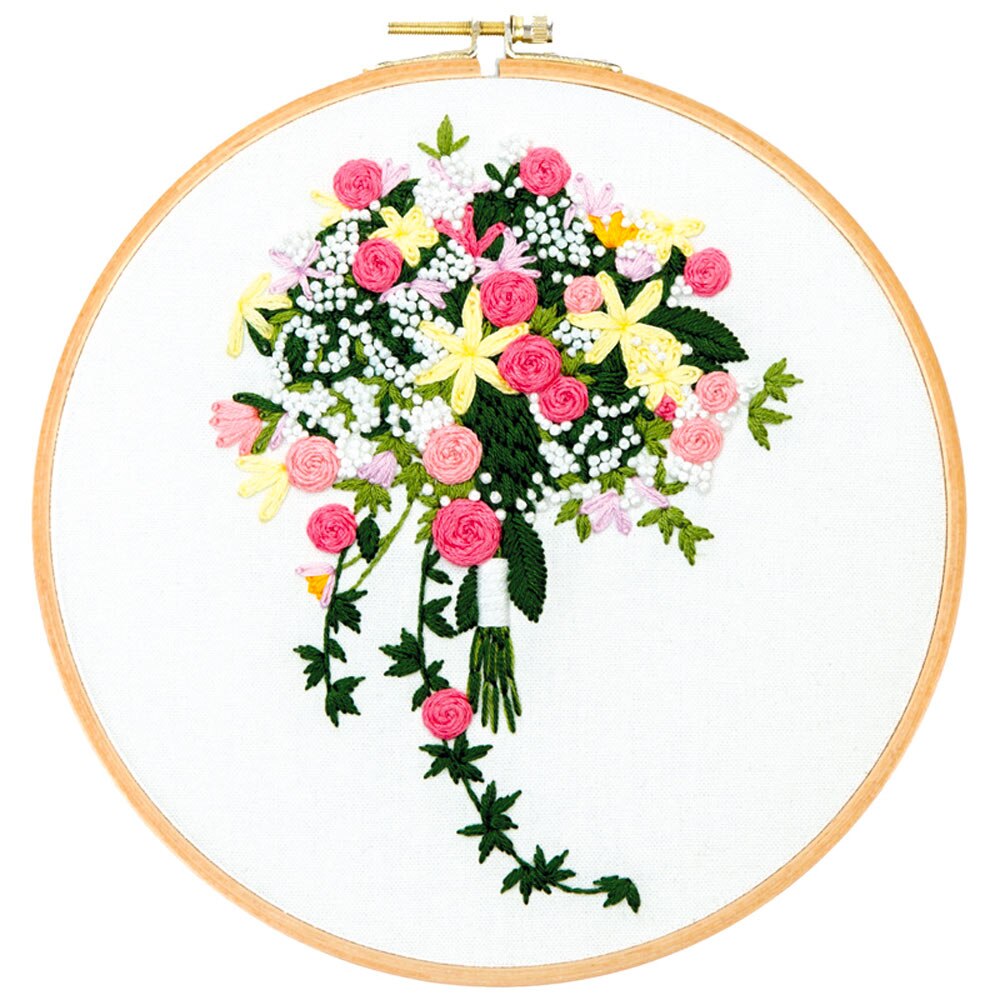DIY Stamped Embroidery Starter Kit With Flowers Plants Pattern Embroidery Cloth Color Threads Tool Kit Handmade Embroidery: 4