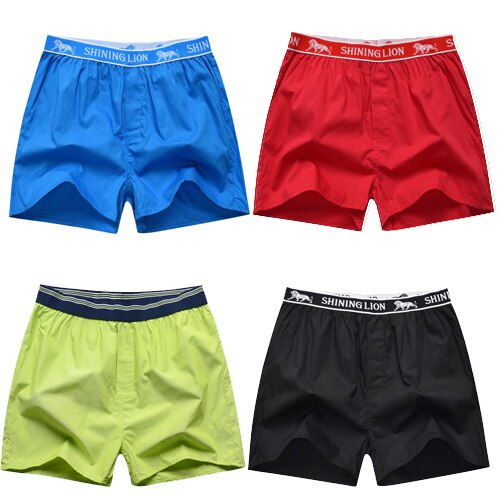 4 Pcs/Lot Men Plaid Underpants Boxers 100% Cotton Shorts Underwear Male Loose Comfortable Sleep Bottoms Panties: Package 4 / M (60-70kg)