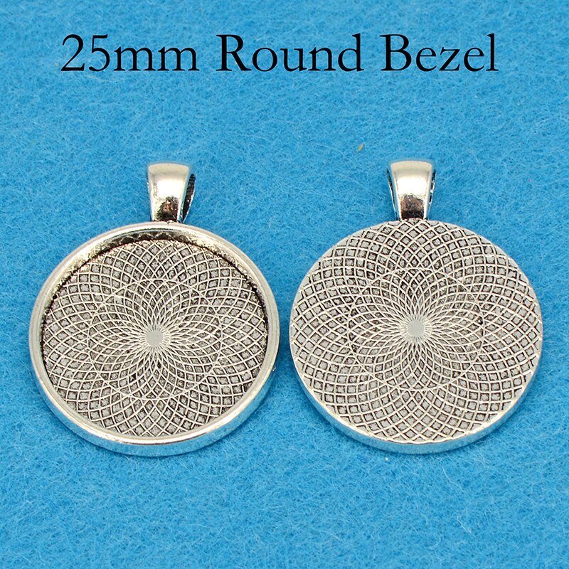 50 pcs - 25mm Round Pendant Tray, 25mm Cameo Setting, Round Pendant Bezel, 1 INch Pendant Blank Cabochon Setting