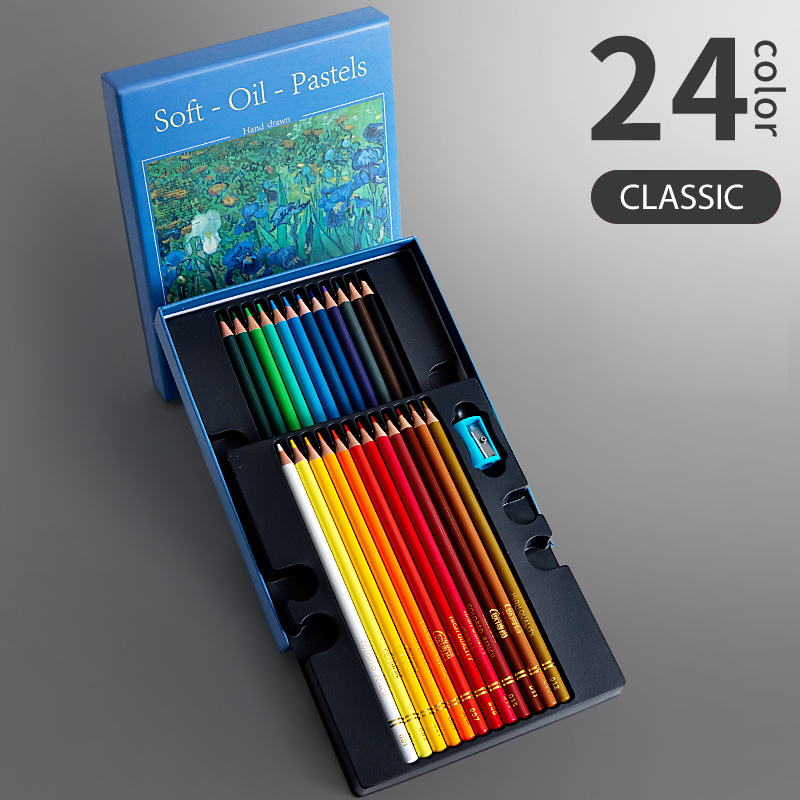 Juego de lápices de colores aceitosos profesionales, caja de cables de colores surtidos para dibujar artistas de pintura, útiles escolares para estudiantes, 24/36/48: Blanco