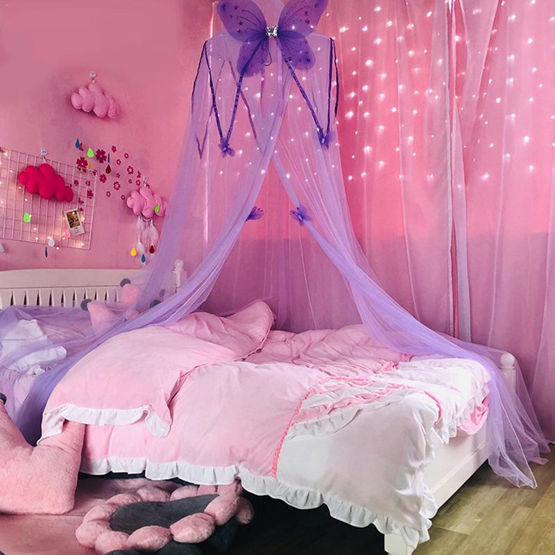 Children's Dome Mosquito Net Pink Bed Yarn European Hanging Princess Wind Bed Decorative Curtain Summer Baby Mosquito Supplies: C