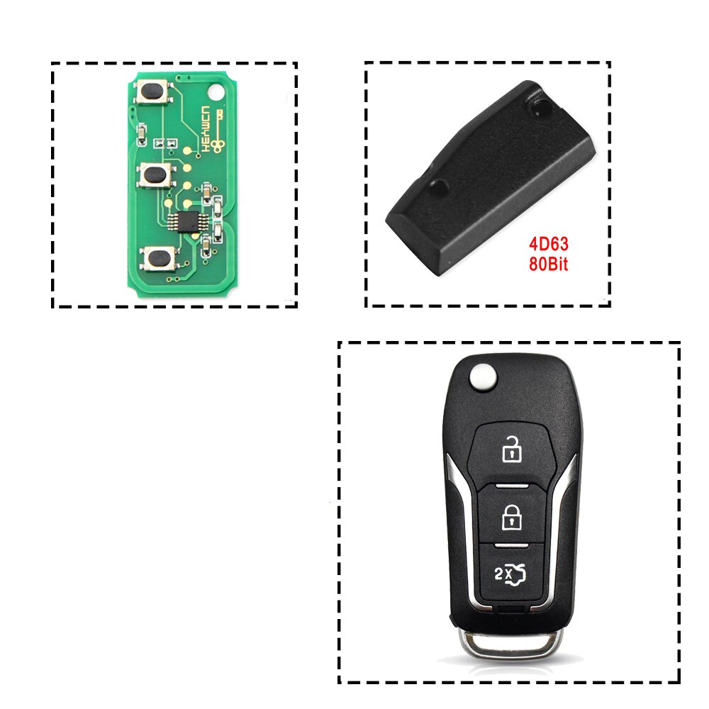 KEYYOU mando a distancia para llave de coche 4D60/63 433MHZ para Ford Focus 2 Ecosport, Kuga, Escape C Max Ka 3 botones HU101 Blade: 433MHZ 4D63 80Bit