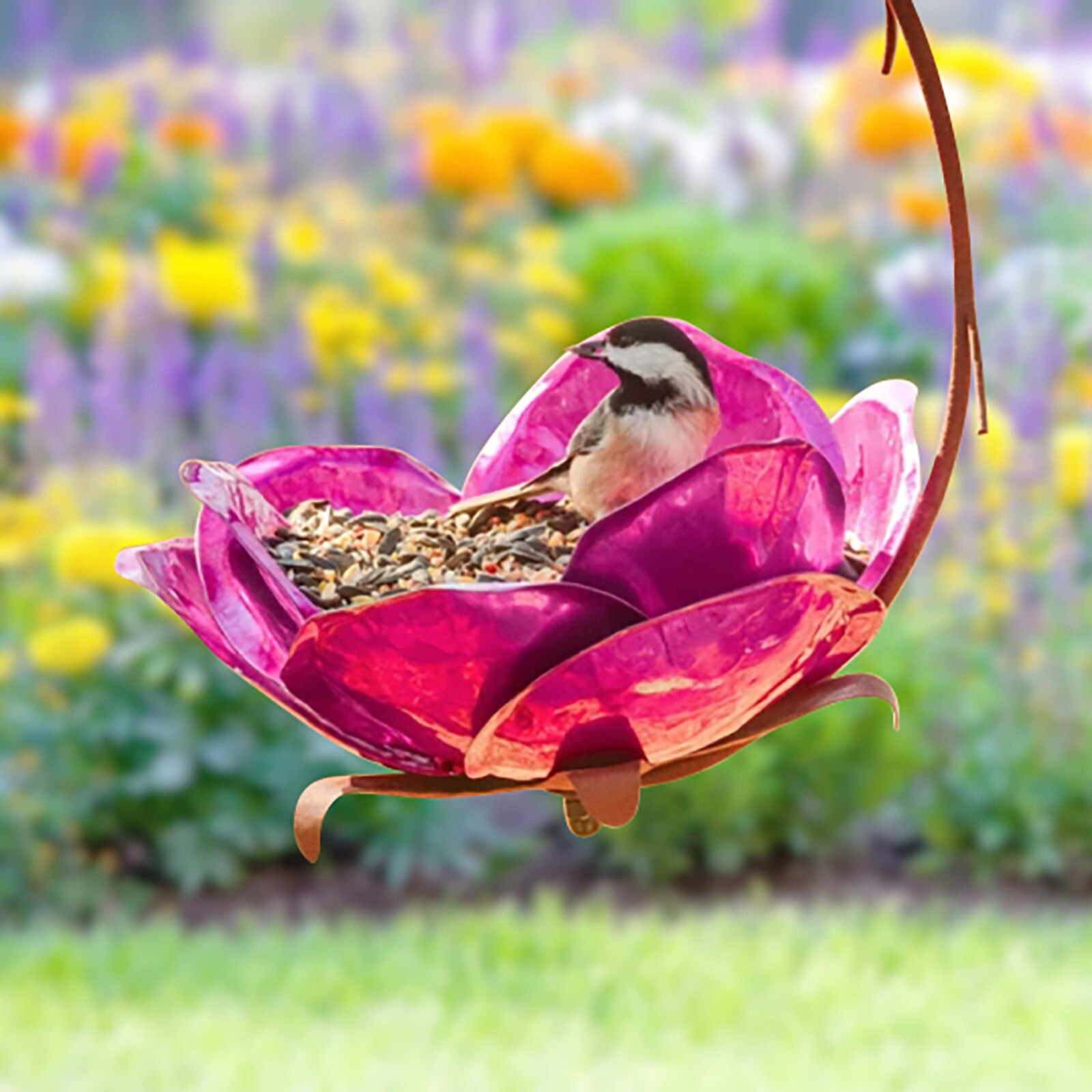 25@ Hanging Bird Feeder Metal Bird Feeder Flower Forest Hanging Metal Garden Pole Art Decoration Outside Pet Feeding Supplies