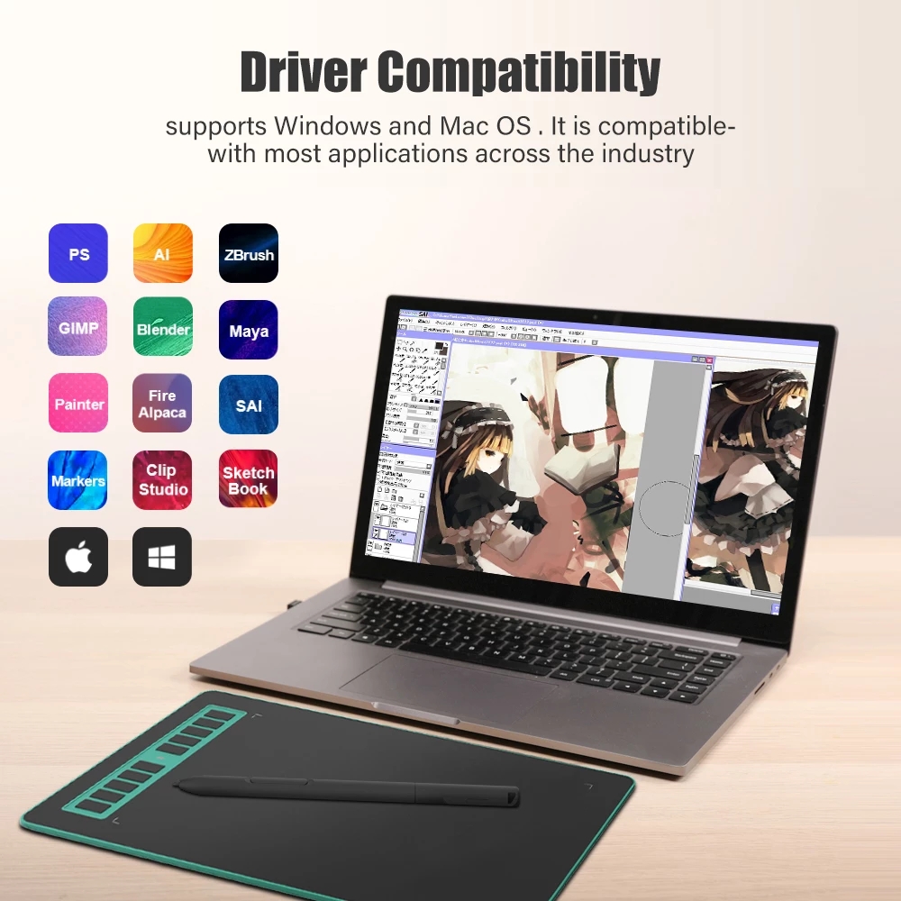 Tableta gráfica P3 de 10x6 pulgadas para escribir y dibujar, bolígrafo Digital sin batería, nivel Osu 8192, para Android, PC, Windows y macOS