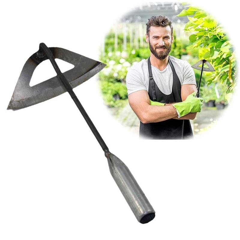 Râteau de désherbage en acier trempé, houe creuse avec tuyau galvanisé et poignée en fer, outil agricole de plantation de légumes et de jardinage