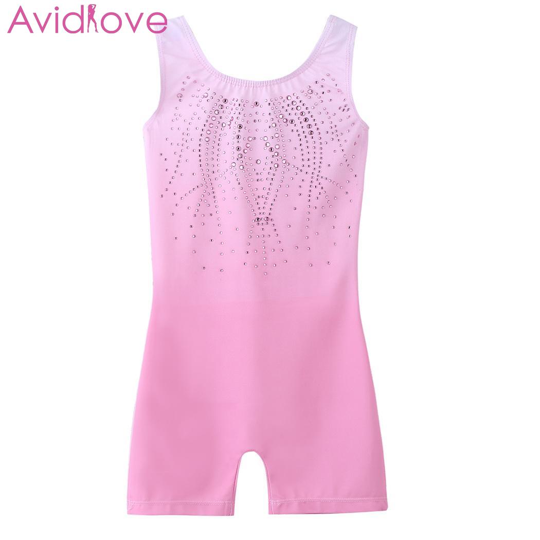 Grils Gradient Leotard Gymnastics Toddler Sparkle Cute Rhinestone Children Dcor One Piece Tank Girl Casual: pink / 150