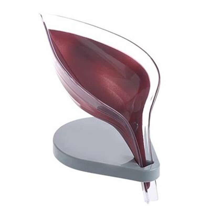 Jabonera con forma de hoja para baño, soporte antideslizante para drenaje de jabón, contenedor de placas, estante de secado de almacenamiento, suministros para Baño: B-purple