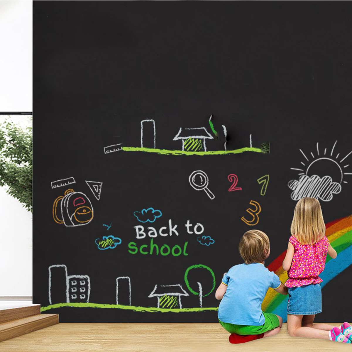 Pegatinas magnéticas para Pizarra de 45x100cm, pizarra para dibujo de tiza para niños, pizarra para oficina, papel tapiz removible autoadhesivo