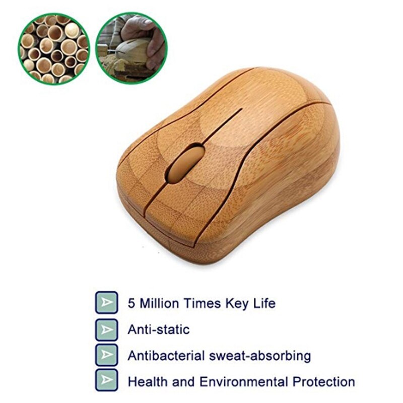 2.4G Draadloze Optische Bamboe Mouse Verstelbare Dpi Computer Muis Met Usb-ontvanger Voor Notebook Pc Laptop Computer