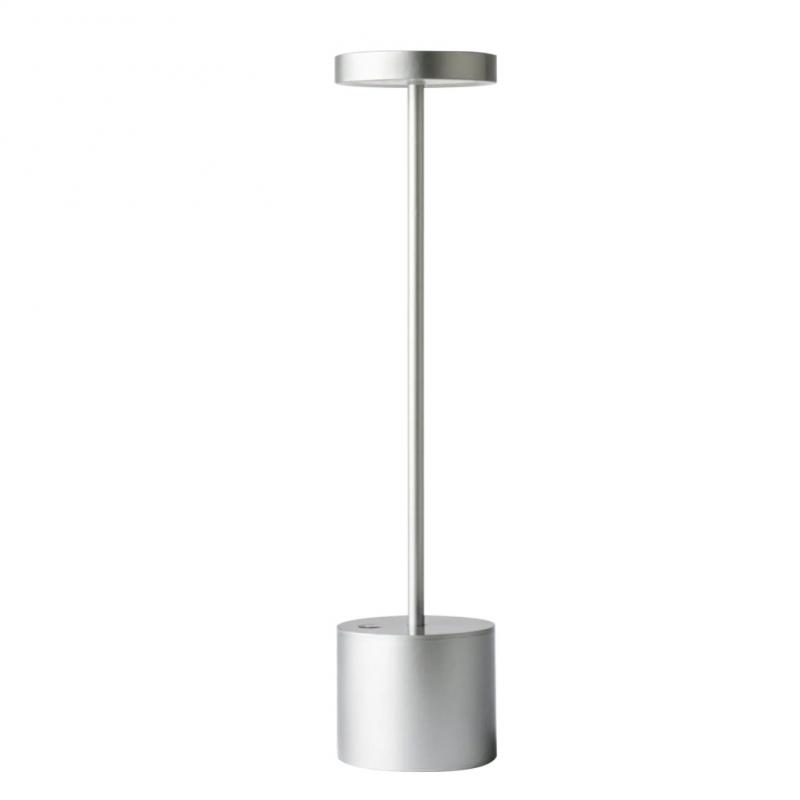 Lámpara de escritorio de Metal, luz LED de mesa inalámbrica recargable, para restaurante, café, de noche, Retro, Bar, iluminación: 01 silver