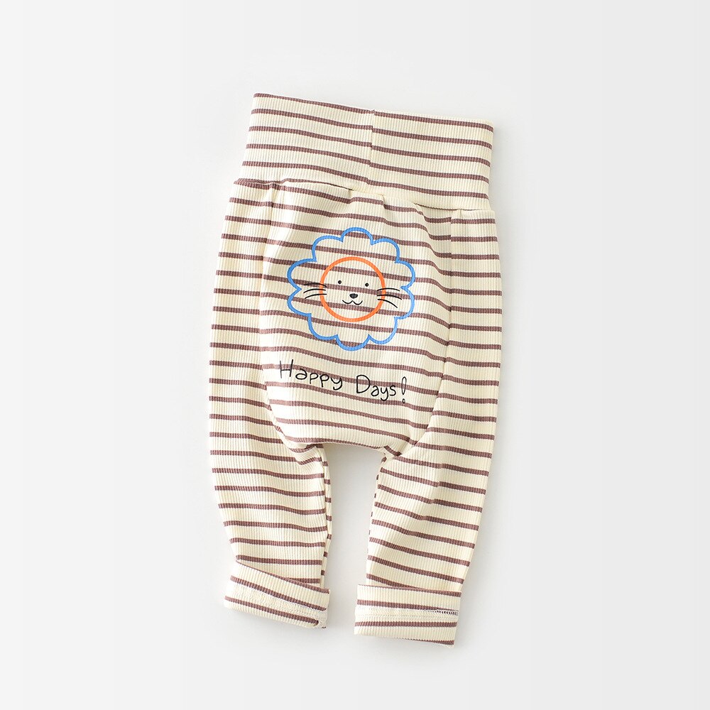 1178A Baby Broek Hoge Taille Leggings Lente 2022 Koreaanse Ins Wind Hoge Taille Cartoon Gedrukt Baby Boy Broek: Coffee Stripe / 100 for 3y