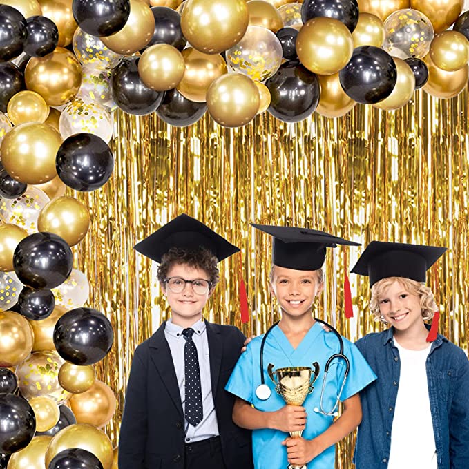 Kit de guirnalda de arco de globos dorados y negros, decoraciones de Año 2025, cortina de fondo de globos de aluminio, decoración de de feliz 30 cumpleaños