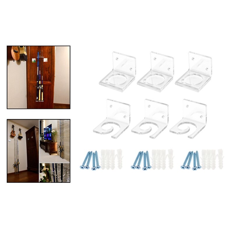Fishing Rod Rack Wall Mount Acrylic Fishing Rod Display Storage Rack Bracket Holder Vertical Fishing Pole Holder