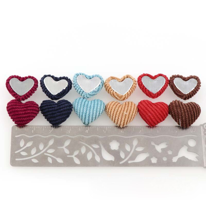 20 Uds. Botones de franela de corazones de colores, adornos para manualidades DIY, suministros para pendientes, Material para hacer joyas, accesorios, nociones de costura