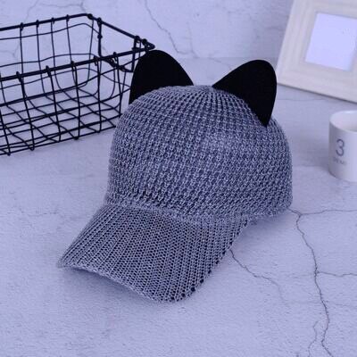 Spring Summer Cat Ears Baseball Caps Ladies Straw Hat Outdoor Cute Sunhat Girls Sports Equestrian Hats