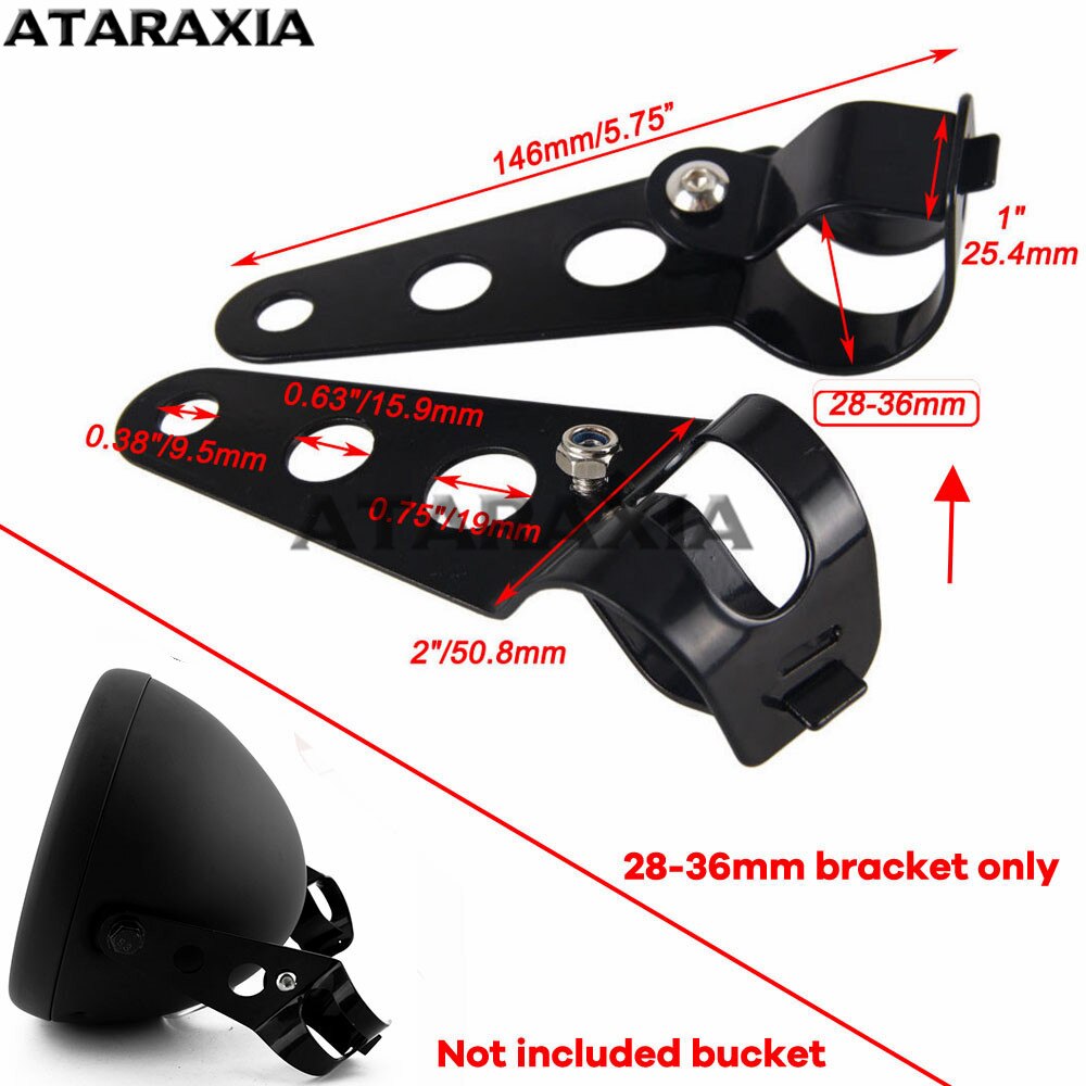 Couvercle de phare de moto, support de montage réglable, coque de phare phare LED, 7 pouces 7 pouces phare LED: 28-36mm