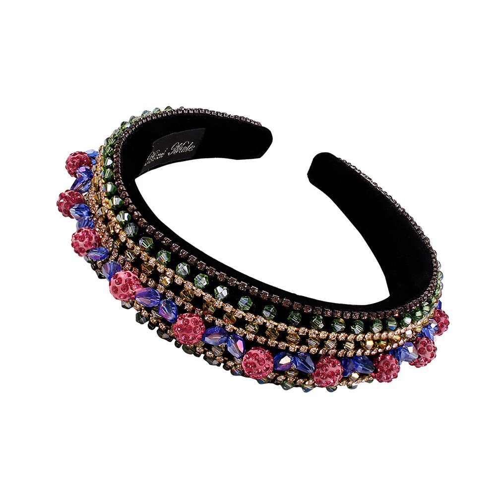 Vintage Crystal Haarbanden Vrouwen Kleurrijke Bead Hoofdbanden Handgemaakte Brede Haarbanden Dames Haaraccessoires Ornament: 1