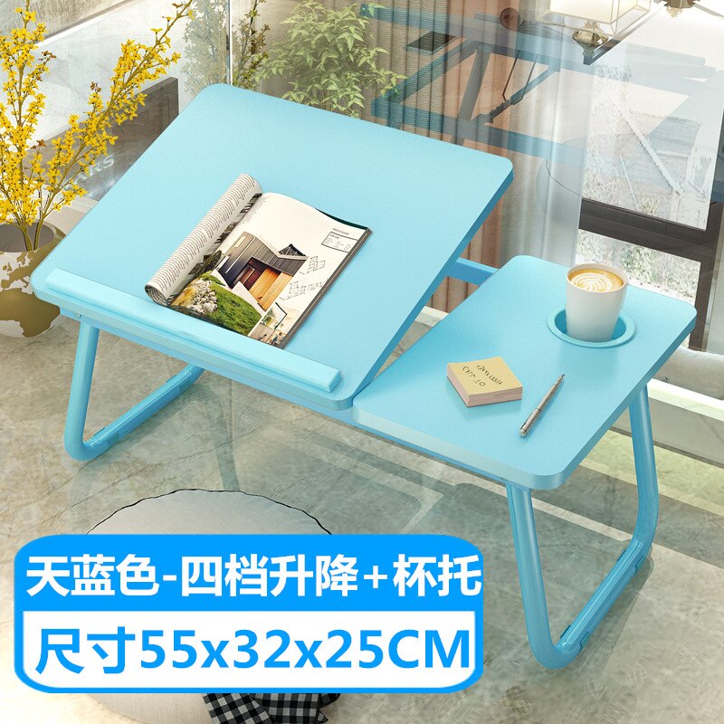Escritorio plegable para Laptop para la cama computadora portátil bandeja para mesa de sofá para escribir 4 ángulos Mesa ajustable para Laptop con sostenedor de taza: 6
