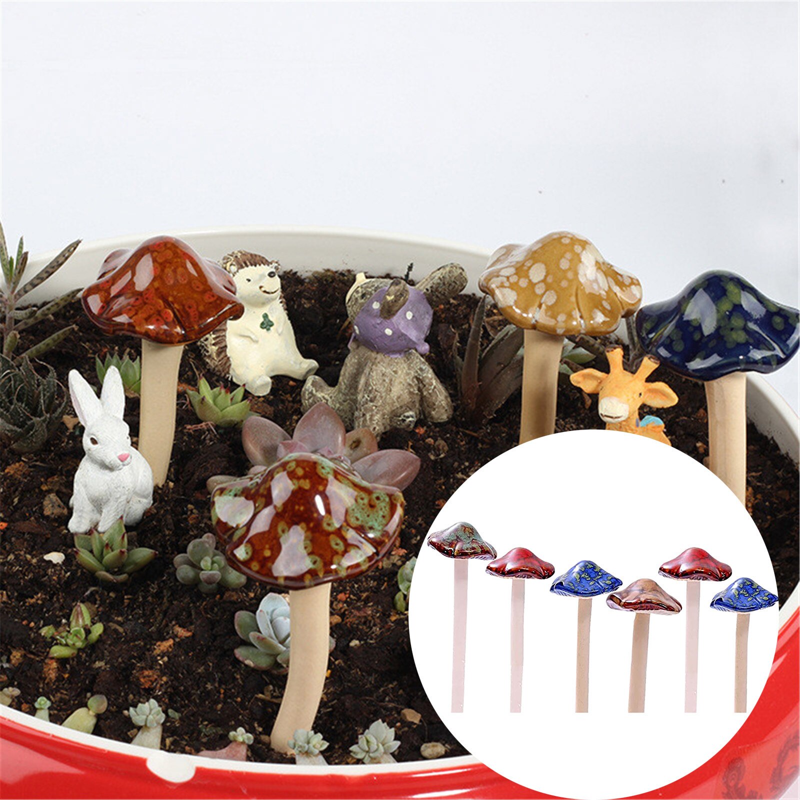 Simulation Garden Plants Gardening Decoration Rod Simulation Mushroom Bonsai Ornament Flower Pot Crafts DIY Lawn Decor #BL3